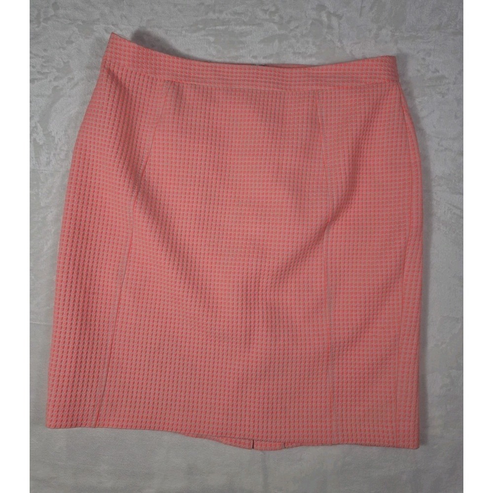 Halogen Women's Pencil Skirt Size 14 Pink White Houndstooth Lined Career